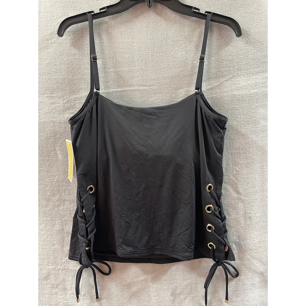 Michael Michael Kors Black Lace Up Side Tankini Top MM30322 Womens Size M NEW - Picture 9 of 11
